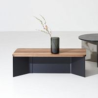 Contemporary coffee table VOLTAsolid woodaluminumnatural stone