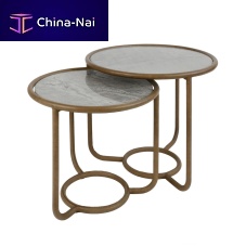 Traditional side table LEATHER SMITHwoodengranitesteel base