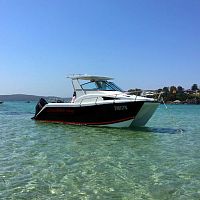 Catamaran cabin cruiser CROSSFIRE 618GToutboardtwin-engineopen