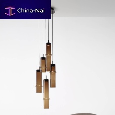 Pendant lamp FOREST metalglassbamboo