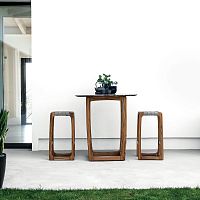 Contemporary high bar table BUNGALOW marbleteak basesquare