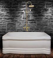 Rectangular bathtub-shower combination ELECTRAfree-standinghydromassageacrylic