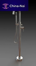 Bathtub mixer tap floor-mountedchromed metalbathroom