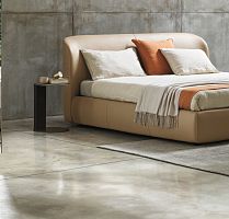 Contemporary side table Bler 50steelsteel baseleather base