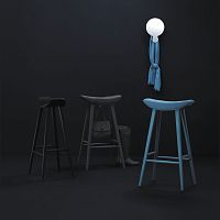 Contemporary bar stool KYAleatherwooden baseupholstered