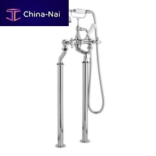 Double-handle shower mixer tap TWAINfloor-mountedbrassbathroom
