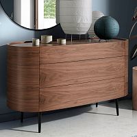 Contemporary chest of drawers 7075walnut3-drawerfor hotel rooms