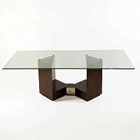 Contemporary dining table DIAGONOglassbirch basesheet metal base
