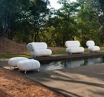 Contemporary pouf ARUGAfabricaluminumgarden