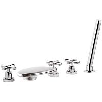Double-handle shower mixer tap J4498 for bathtubdeck mountedchrome-plated brass