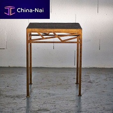 Traditional side table LABORDEmarbleslatepainted steel base