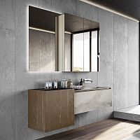 Wall-hung washbasin cabinet FACTOoakin wood fiberstoneware
