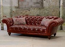 Chesterfield sofa RIBCHESTERfabricleatherbrown