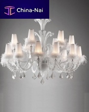 Traditional chandelier SOPHITglassblown glassfeather