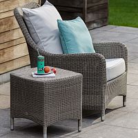 Contemporary side table VERAhigh-density polyethylene (HDPE)resin wickeraluminum base