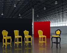 New Baroque design bar stool 765-Dwooden baseyellow
