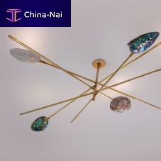 Art Deco chandelier COQUILLAGESbrass5 lightcommercial