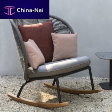 Contemporary fireside chair KODO fabricteakaluminum