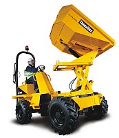 Rubber-tired dumper dieselwith lift-and-swivel skip