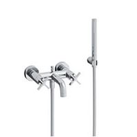 Double-handle washbasin mixer tap CRICR180wall-mountedchromed metalbathroom