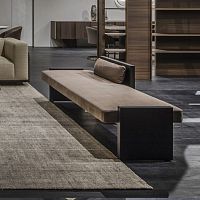 Contemporary upholstered bench P.BENCHfabricleatherwood veneer base