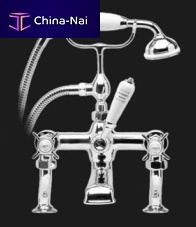 Double-handle bathtub mixer tap WB1820Cdeck mountednickelchromed metal