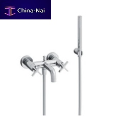 Double-handle washbasin mixer tap CRICR180wall-mountedchromed metalbathroom
