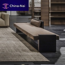 Contemporary upholstered bench P.BENCHfabricleatherwood veneer base
