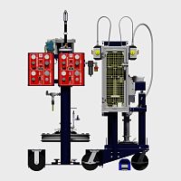 Foot-operated filling station for cartridgesbulkfor packaging