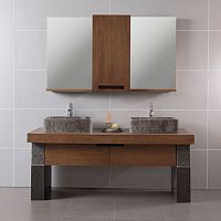 Double washbasin cabinet SAGAfree-standingwoodenmarble