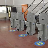 Hand basin with post Aquastandrectangularhigh-density polyethylene (HDPE)for public space