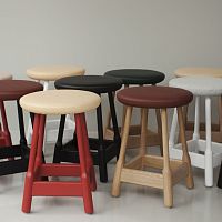Contemporary stool ALBERToakbeechupholstered