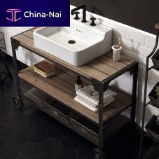 Free-standing washbasin cabinet INDUSTRIALISwoodenmetaltraditional