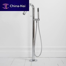 Shower mixer tap TUBE ROUNDfor bathtubfloor-mountedchrome-plated brass