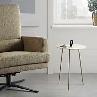 Contemporary side table FABIAoakmetal baseround