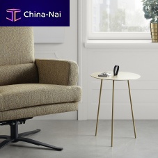 Contemporary side table FABIAoakmetal baseround