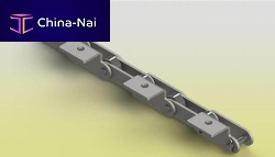 Steel conveyor chain attachmentwith extended bearing pinswith deep-link side plates