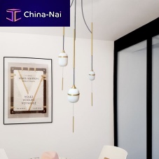 Pendant lamp TRIO FLEUR DE KAOLINlacquered steelbrushed brassporcelain