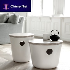 Contemporary side table UNITwoodenceramicround