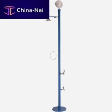 Galvanised steel shower M-PBF17for public poolwith foot washer