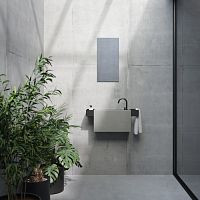 Wall-mounted hand basin MIGNONrectangularSolid Surfacewith towel rack