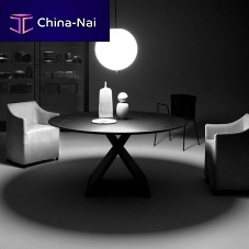 Contemporary table Carlowood veneerwood veneer baseround