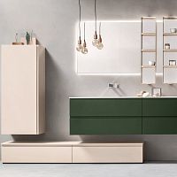 Wall-hung washbasin cabinet HITOlacquered woodglassmelamine
