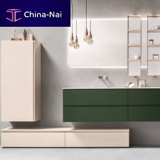 Wall-hung washbasin cabinet HITOlacquered woodglassmelamine