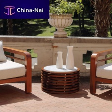 Contemporary side table BRERAtempered glassmarblemahogany base