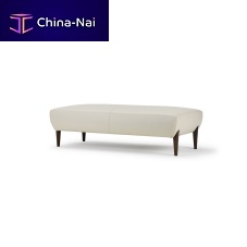 Contemporary upholstered bench Silhouette fabricsolid wood basewhite