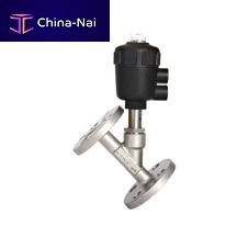 Piston valve J614F-16P/R, DNV, CEpneumatically-operatedfor liquid food products and beveragesangle seat