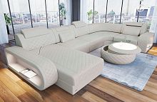 Modular sofa Berlin UChesterfieldleatherwhite