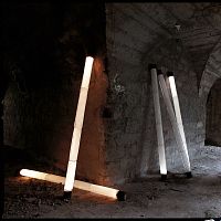 Contemporary light column BAMBOOmetalglassrubber