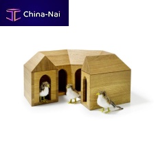 Oak birdhouse with post